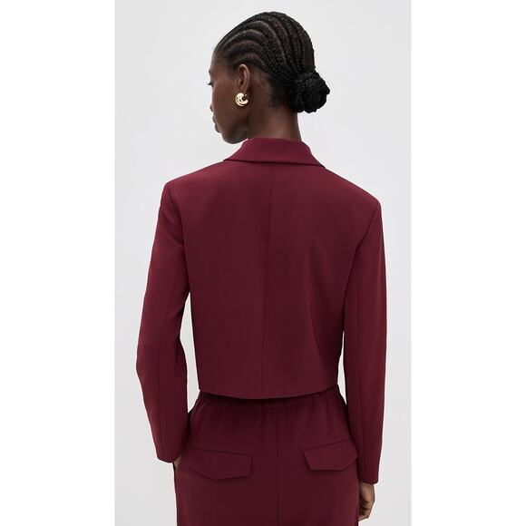 THEORY Admiral Double Breasted Burgundy Crop Jacket - Picture 7 of 14